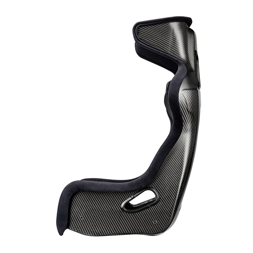 Sabelt X-PAD Carbon racing seat, side profile showing the head protection