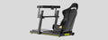 Sabelt SIM LITE GT sim racing chassis with an SRS-1 GT seat and monitor upright fitted, rear three quarter view