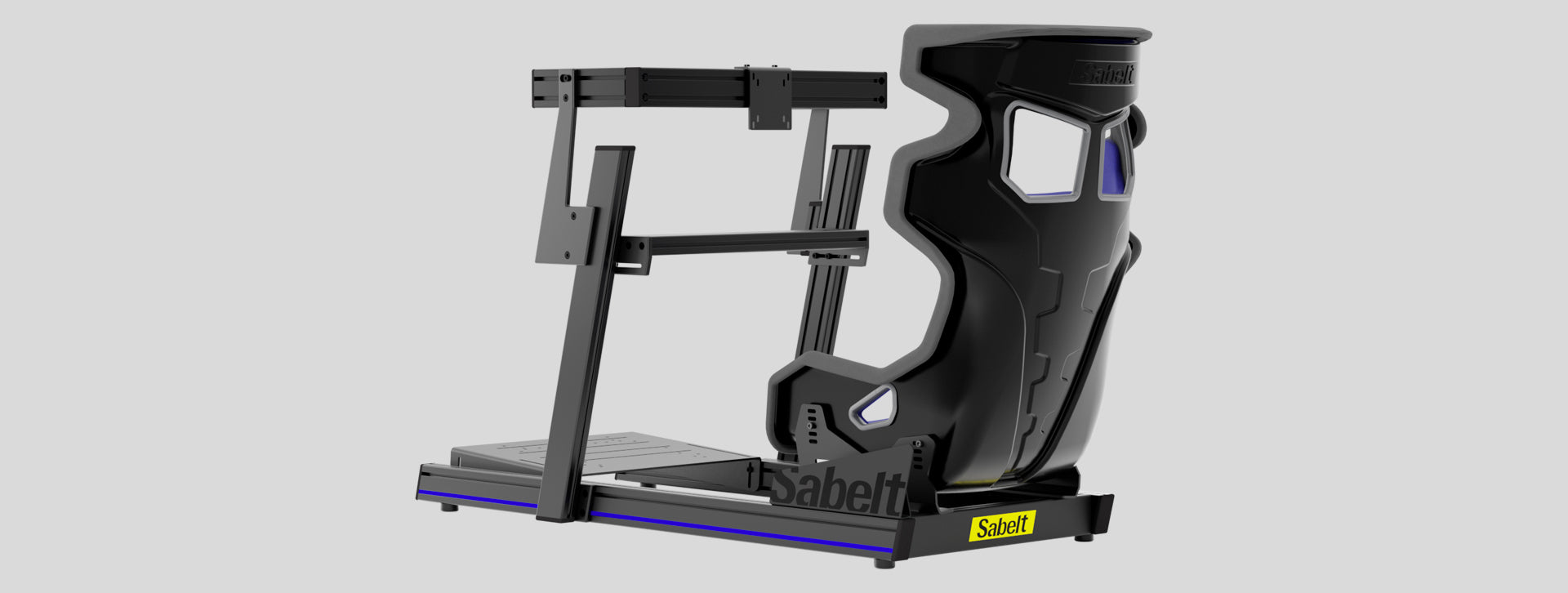 Sabelt SIM LITE GT PRO sim racing chassis with an SRX-1 seat in Royal Blue fitted