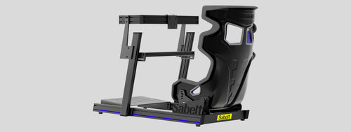 Sabelt SIM LITE GT PRO sim racing chassis with an SRX-1 seat in Royal Blue fitted