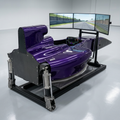 Factory Pro Driver Sim, a custom built motion racing simulator made from a real carbon fibre formula car monocoque with four corner motion actuators and a chassis mounted triple screen display, built by The Purple Sector in Miami