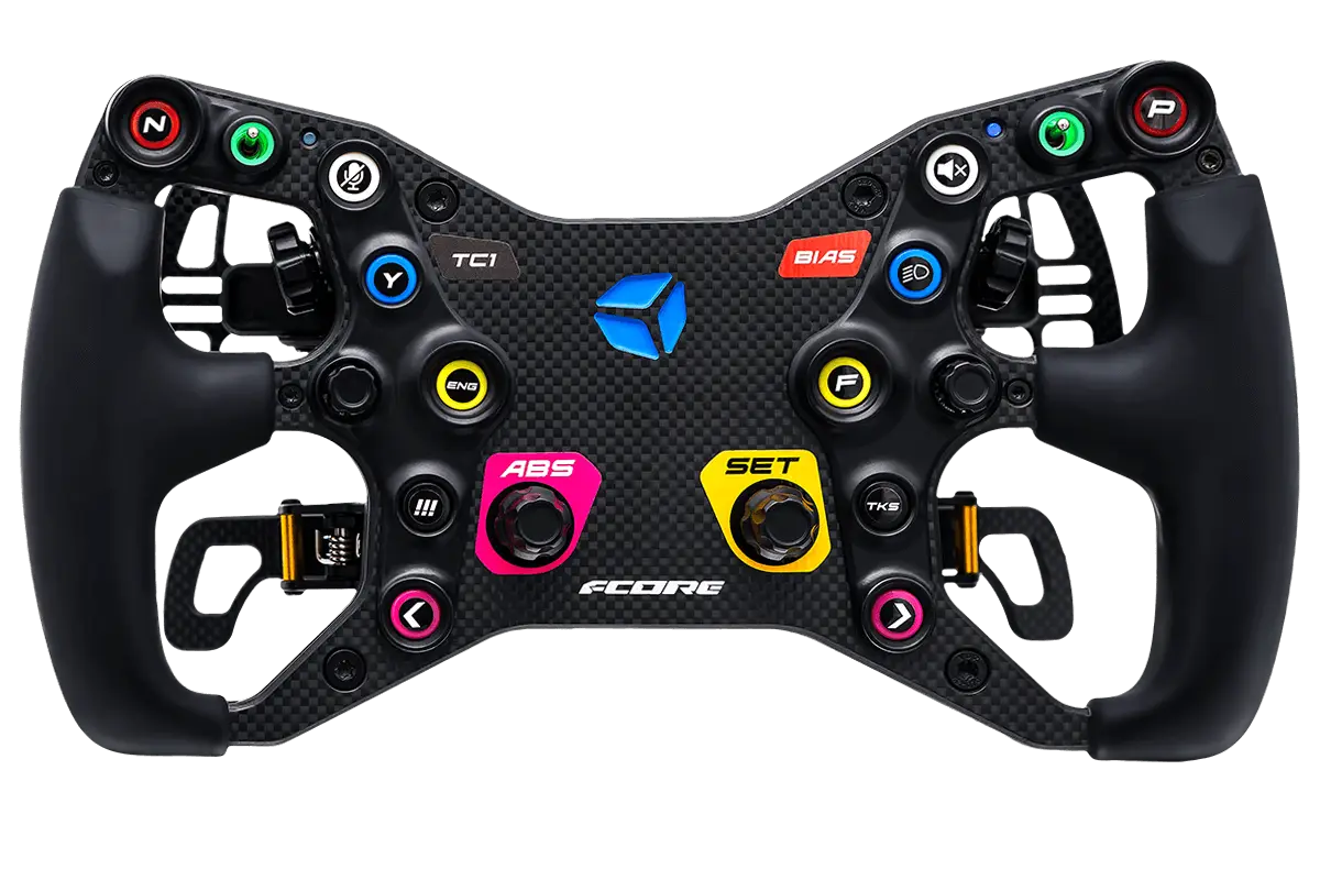 Cube Controls F-Core sim racing steering wheel front view