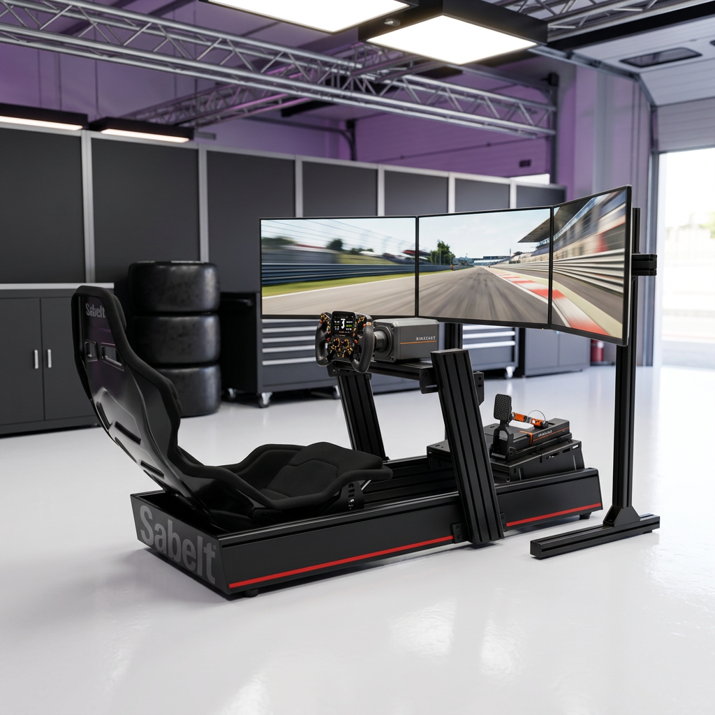 TPS Apex turnkey sim racing simulator with Sabelt formula cockpit, direct drive wheelbase, formula wheel and triple screen setup